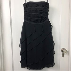 WHBM LBD Black Strapless Ruffle Cocktail Dress